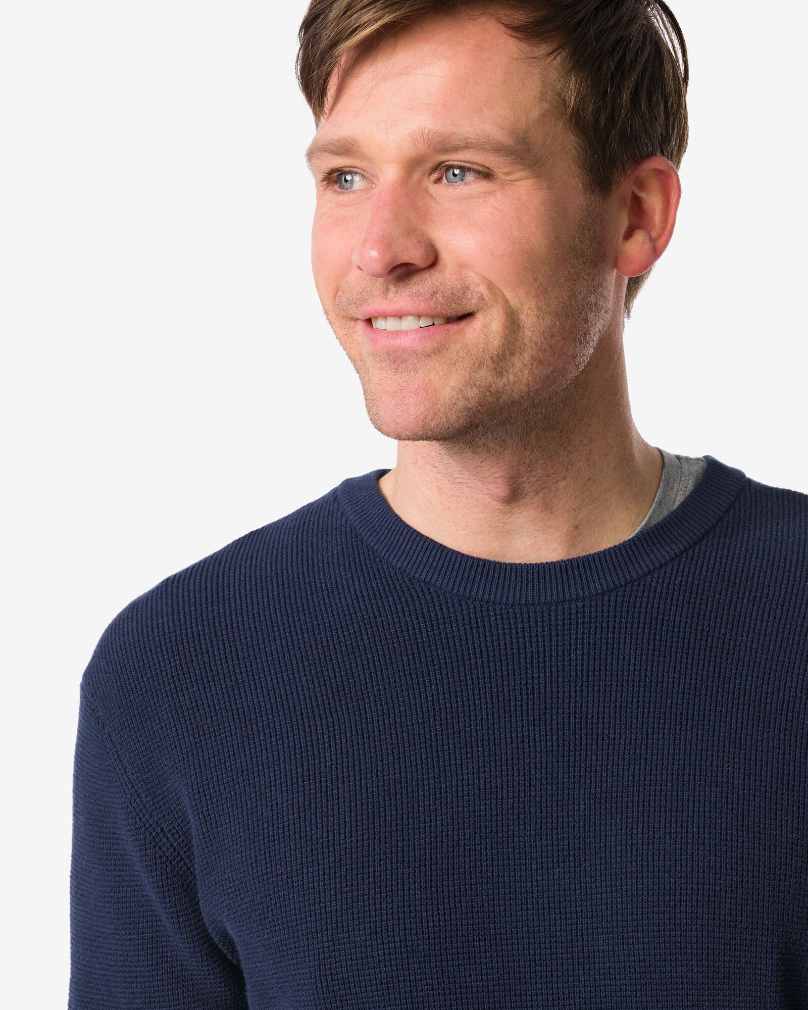 Herrenpullover Lars, Waffelstruktur dunkelblau dunkelblau - 2140840DARKBLUE - HEMA