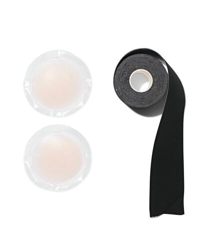 boobtape zwart 5m inclusief tepelpads - 11550101 - HEMA