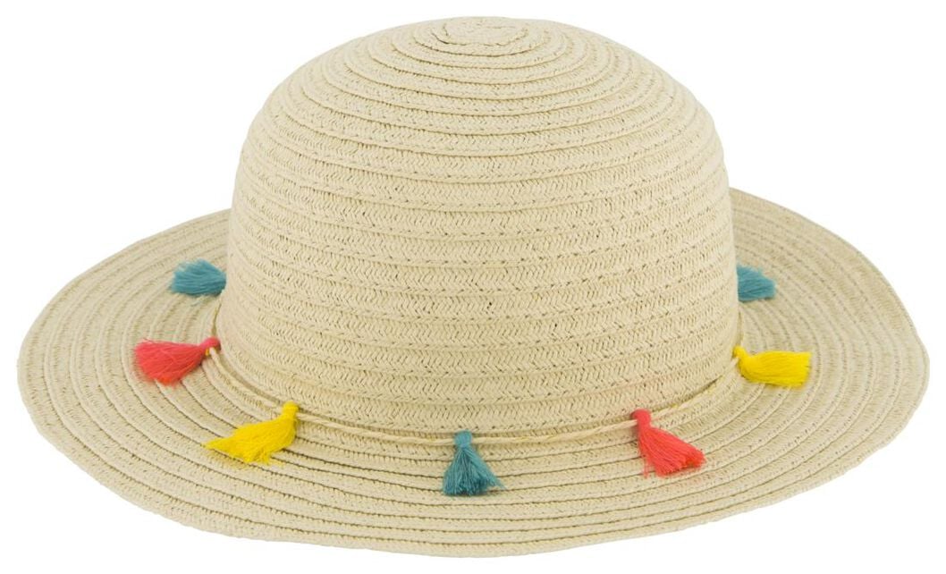 chapeau de soleil enfant avec pompons beige beige - 1000023103 - HEMA