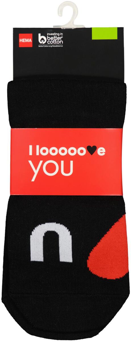 chaussettes avec coton I love you noir noir - 1000029364 - HEMA