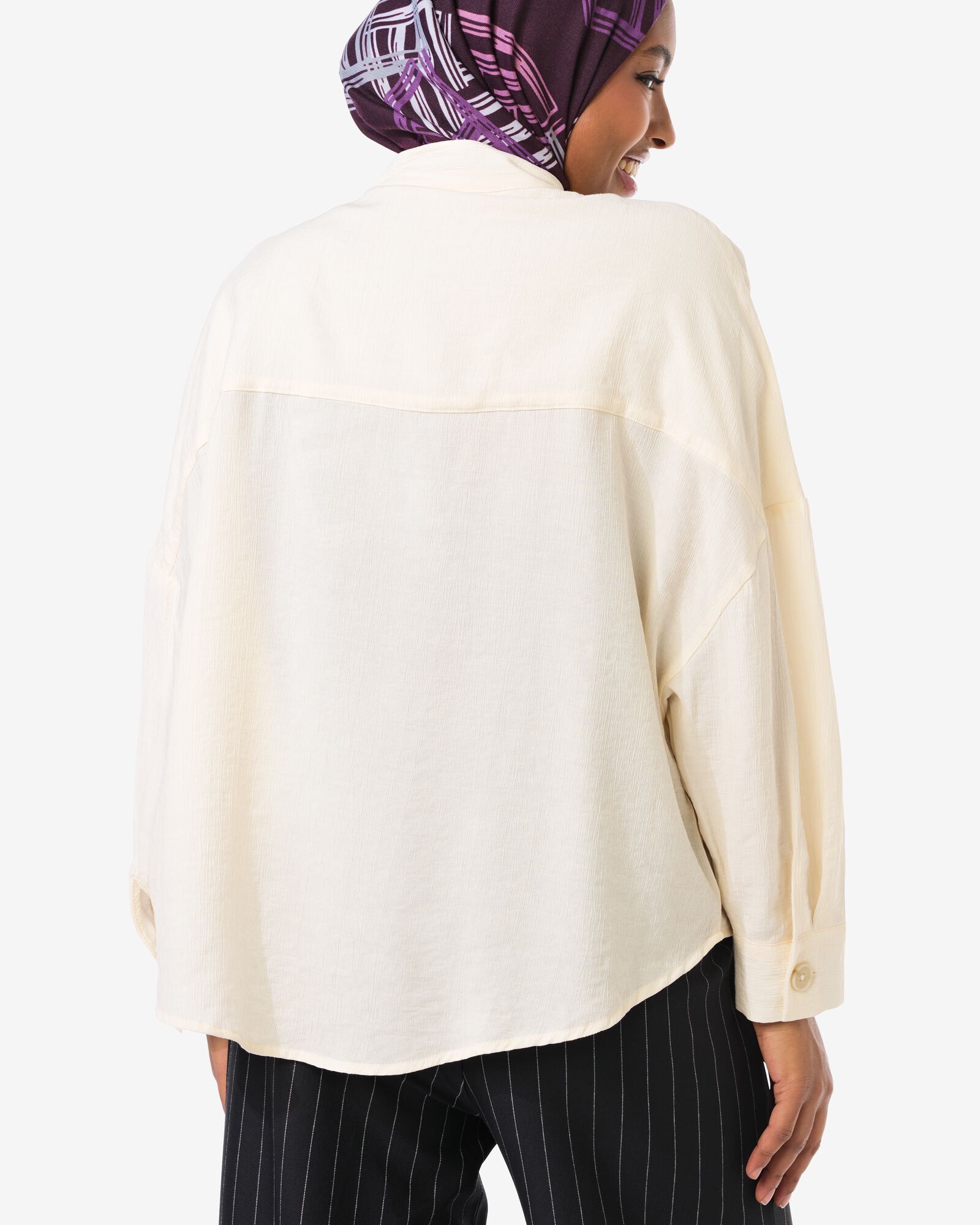 damesblouse Senna ribbel gebroken wit gebroken wit - 36206540OFFWHITE - HEMA