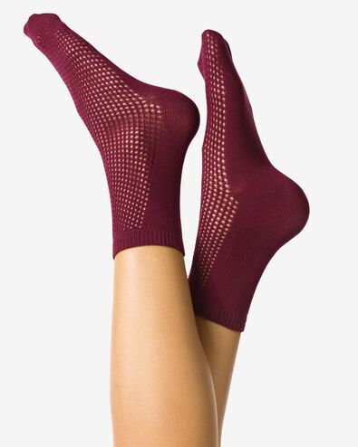 chaussettes pour femmes ajour&eacute;es rouge fonc&eacute; - 4280735DARKRED - HEMA