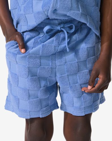 short enfant coupe classique tissu &eacute;ponge motifs &agrave; blocs bleu bleu - 30719708BLUE - HEMA