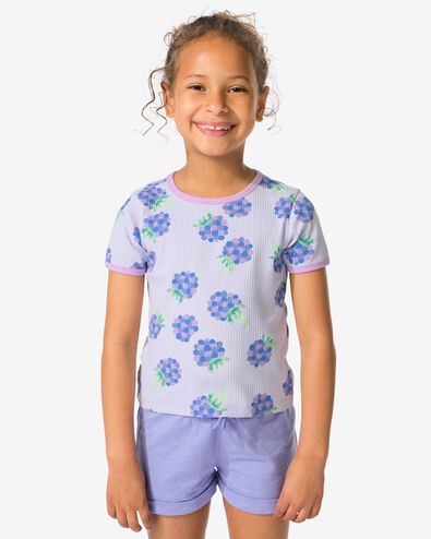 Kinder-T-Shirt, gerippt, Himbeere violett - 30816504PURPLE - HEMA