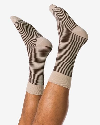 herensokken strepen - 5 paar taupe taupe - 4150510TAUPE - HEMA