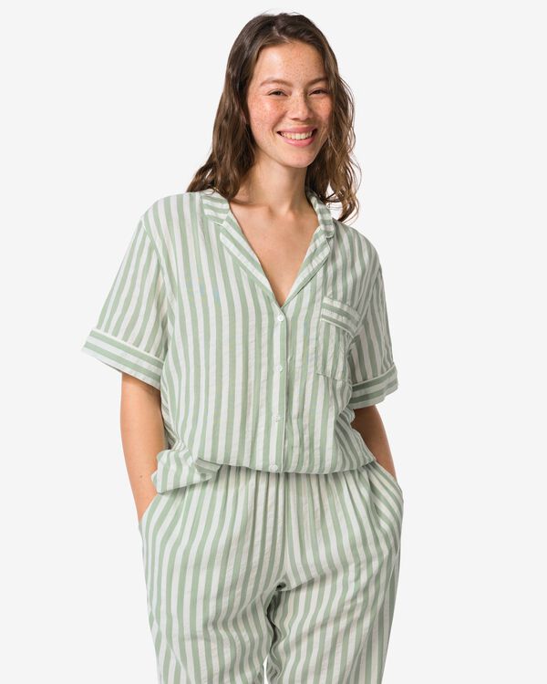 Damen-Pyjamaoberteil Tokkie, Seersucker, gestreift gr&uuml;n gr&uuml;n - 23401740GREEN - HEMA