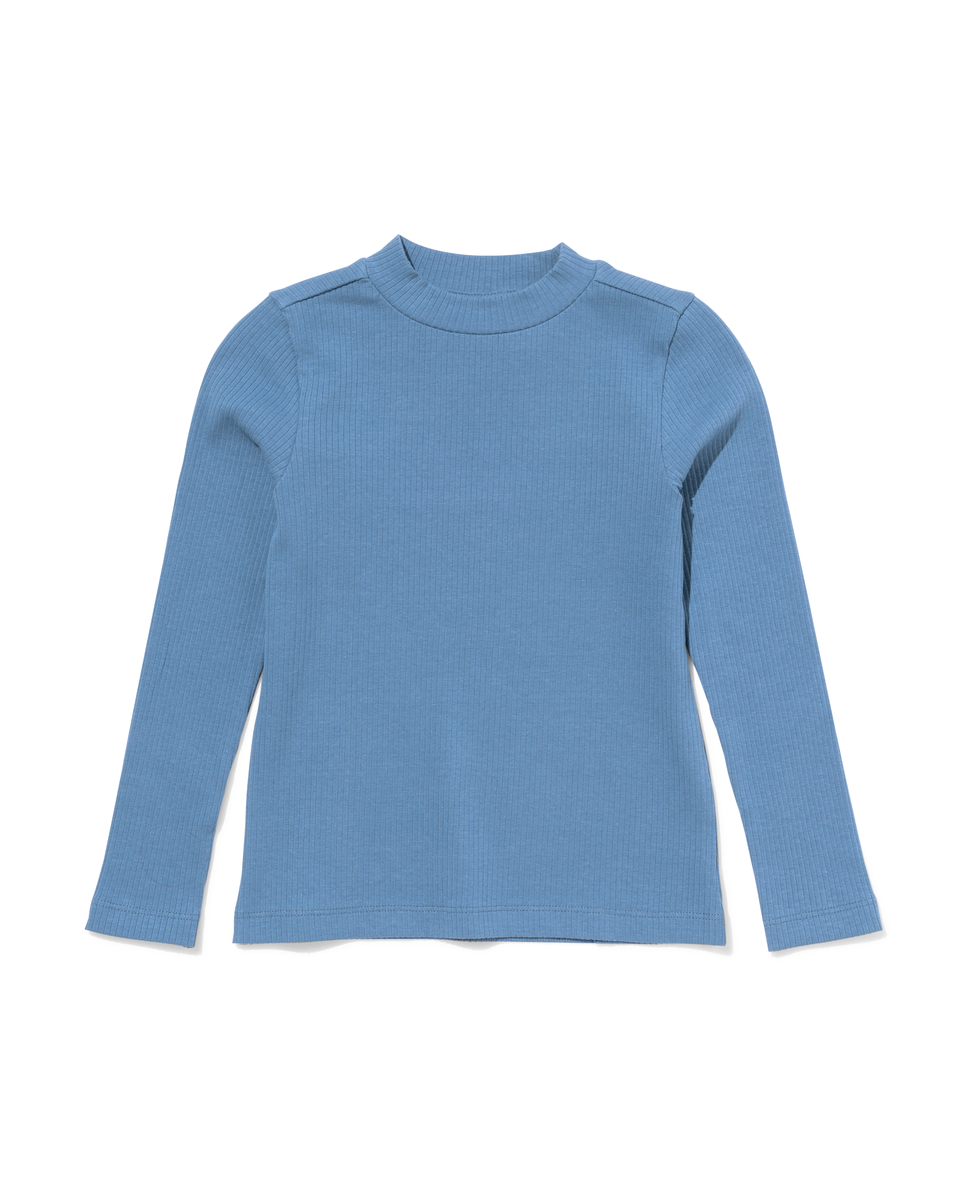 kinder t-shirt met ribbels blauw blauw - 1000029634 - HEMA