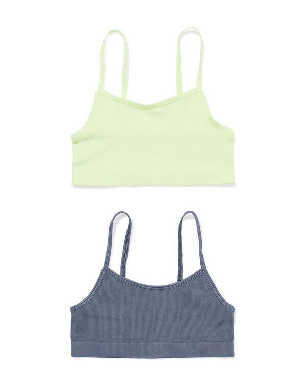 kindertops rib naadloos - 2 stuks lime lime - 19307370LIME - HEMA