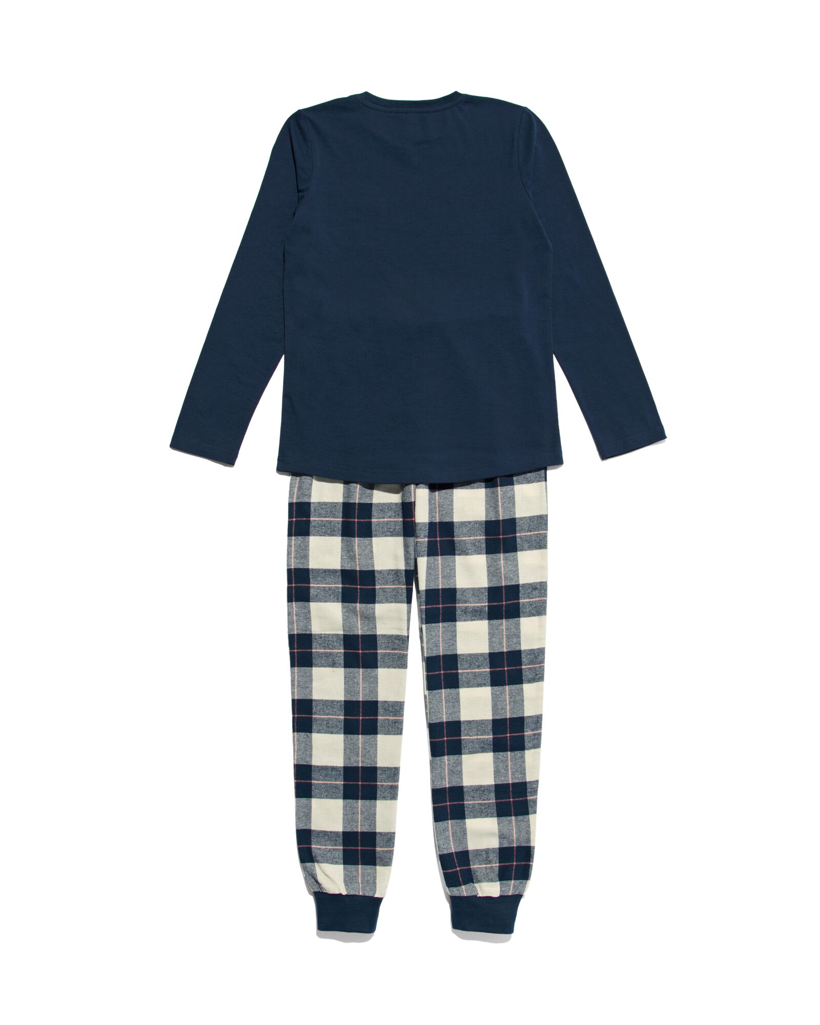 Kinder-Pyjama, Flanell/Jersey, kariert dunkelblau dunkelblau - 23050480DARKBLUE - HEMA