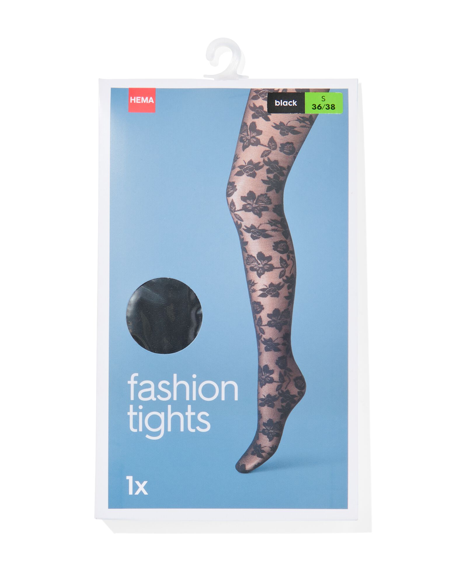 collant fashion avec fleurs 30D noir - 4060150BLACK - HEMA