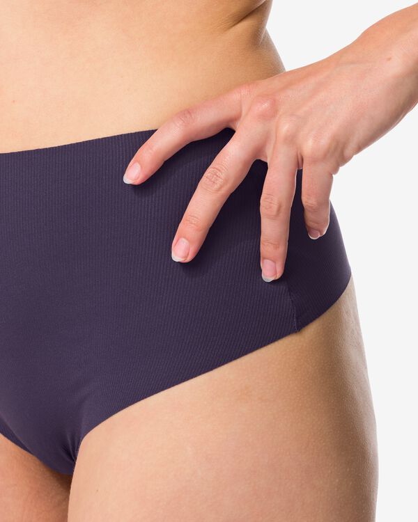 Damenstring mit hoher Taille, Mikro, gerippt, Ultimate Comfort dunkellila dunkellila - 19631424DARKPURPLE - HEMA