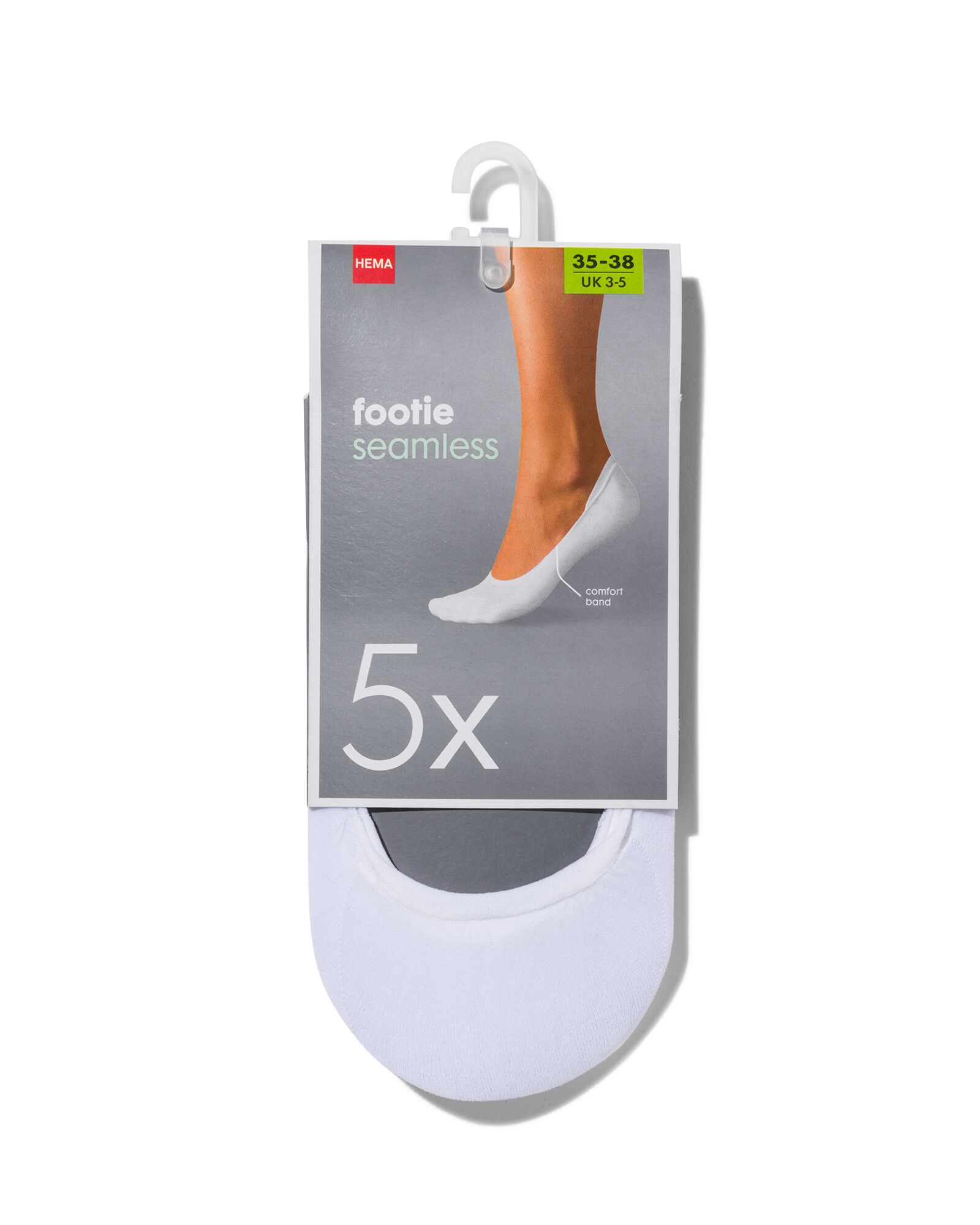 damesfooties naadloos - 5 paar wit wit - 1000024222 - HEMA