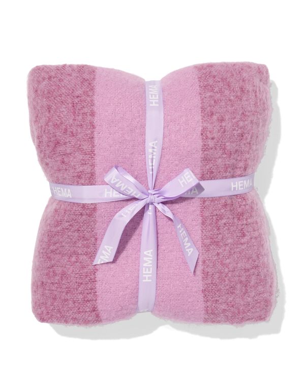 plaid 130x150cm aspect laine rayures violet - 7325176 - HEMA