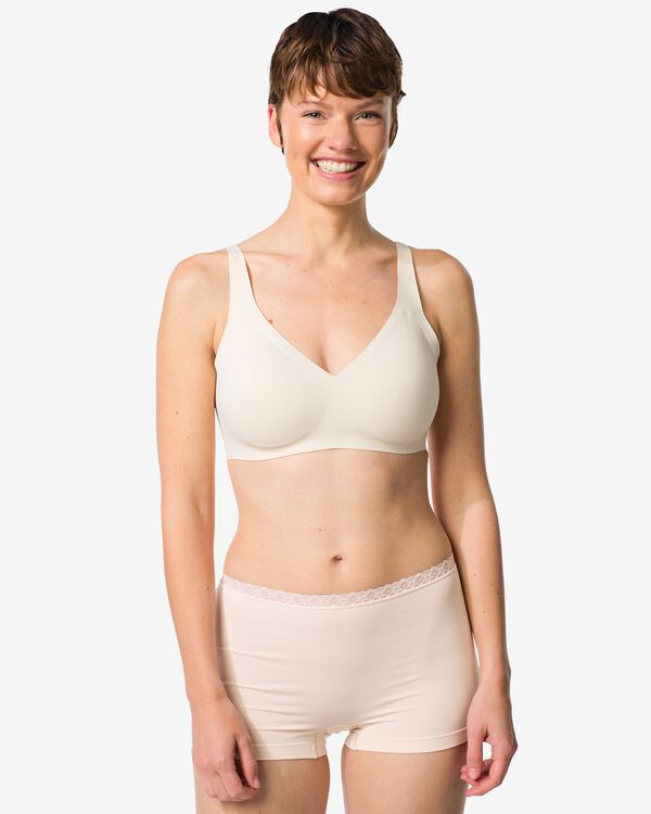 Damen-Boxershorts, nahtlos, aus Mikrofaser mit Spitze naturfarben naturfarben - 19603066NATURAL - HEMA