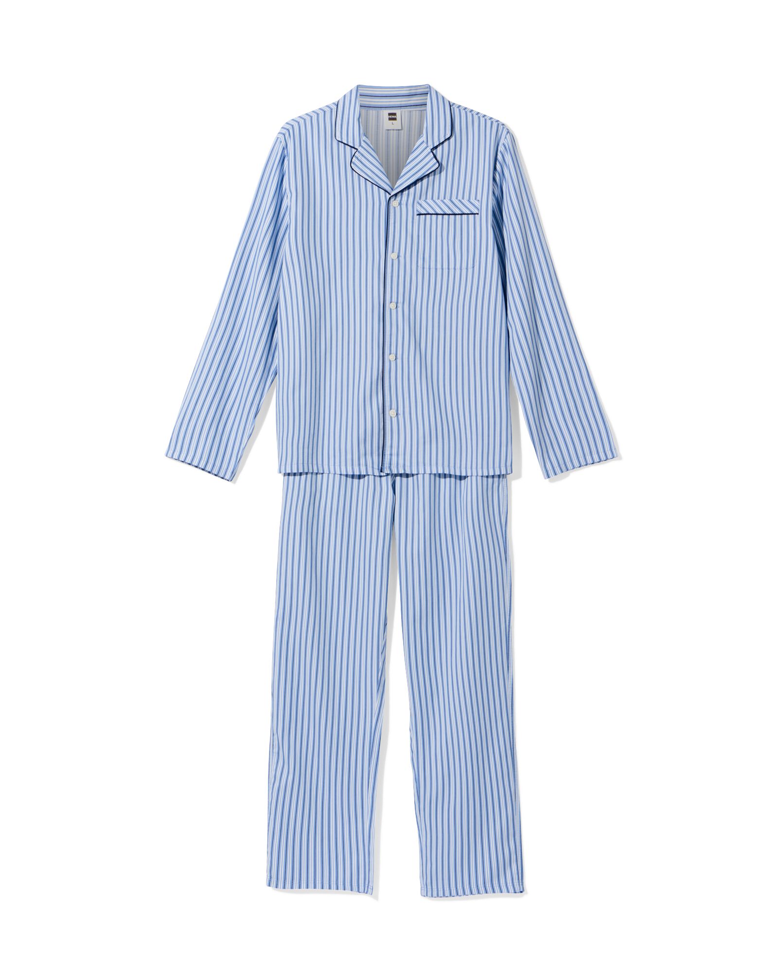 pyjama homme Palle popeline ray&eacute; bleu moyen bleu moyen - 23686210MIDBLUE - HEMA