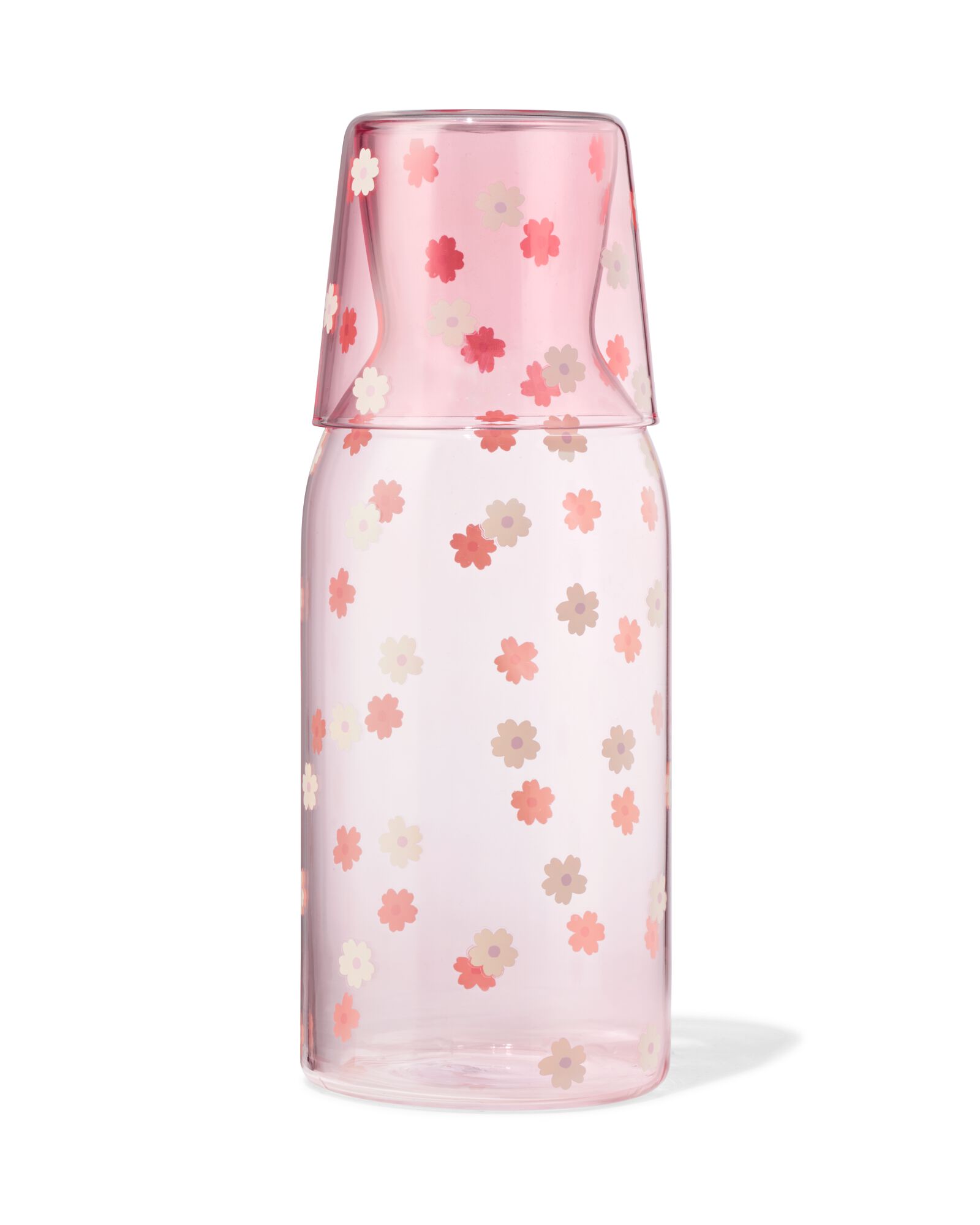 karaf 1000ml met drinkglas bloemen - 61104509 - HEMA