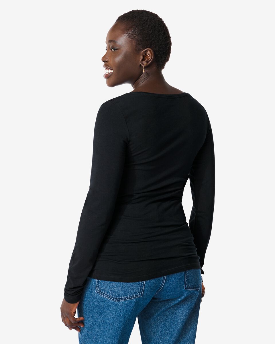 t-shirt femme, coton biologique noir M - 36347224 - HEMA