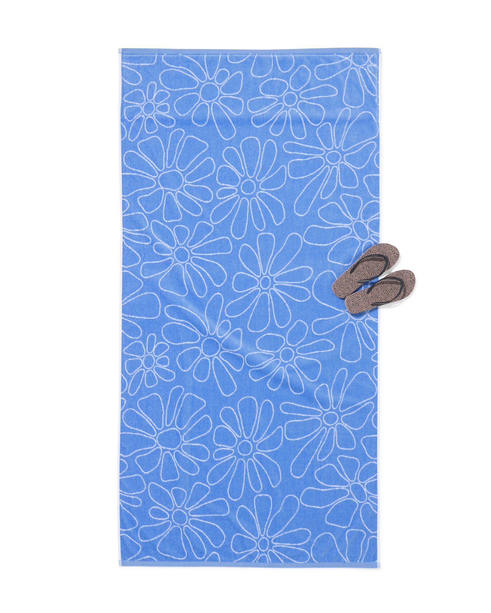 Strandtuch 90 &times; 180 cm Velours Blumen  - 5200168 - HEMA