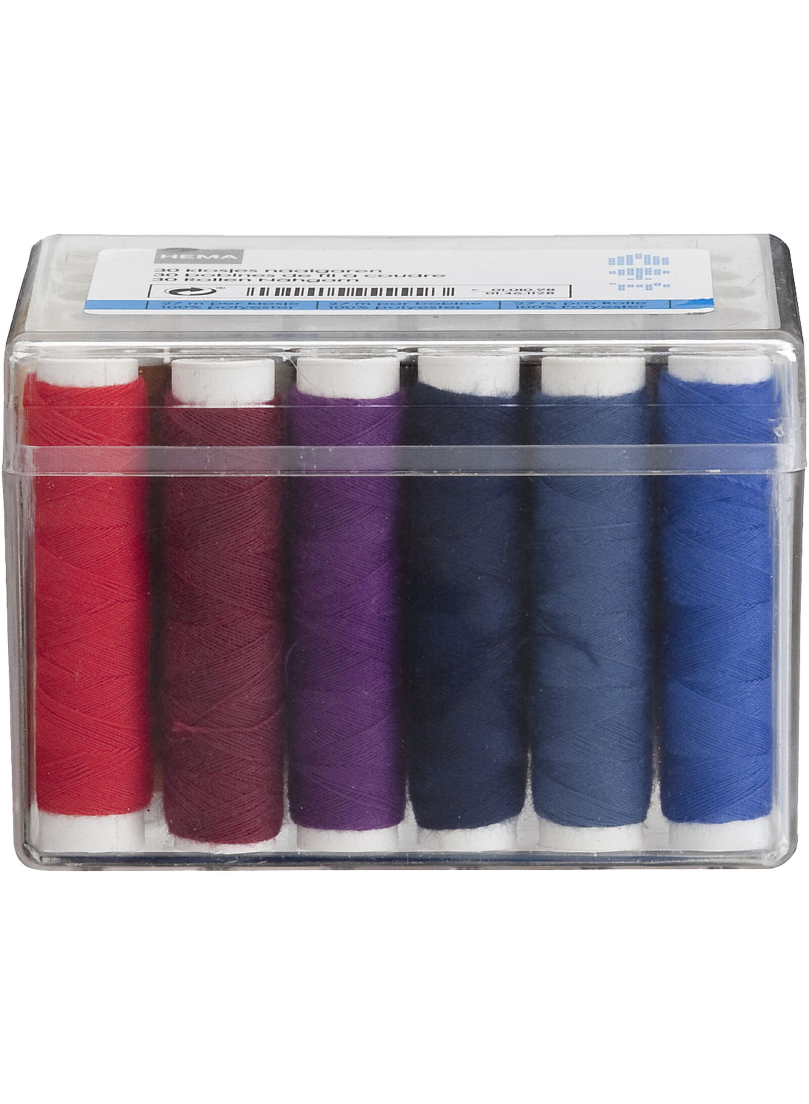 30 fils &agrave; coudre dans une bo&icirc;te de rangement 27m - 1461128 - HEMA