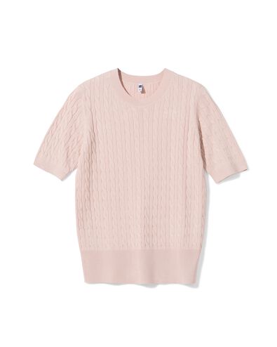 Damenpullover mit Zopfmuster Fally lachsfarben - 36201560SALMONPINK - HEMA