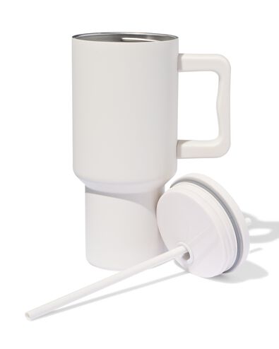 gobelet avec paille 900 ml en acier inoxydable beige - 80650265 - HEMA