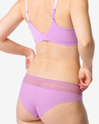 slip br&eacute;silien femme microfibre avec ceinture en dentelle violet violet - 19602675PURPLE - HEMA