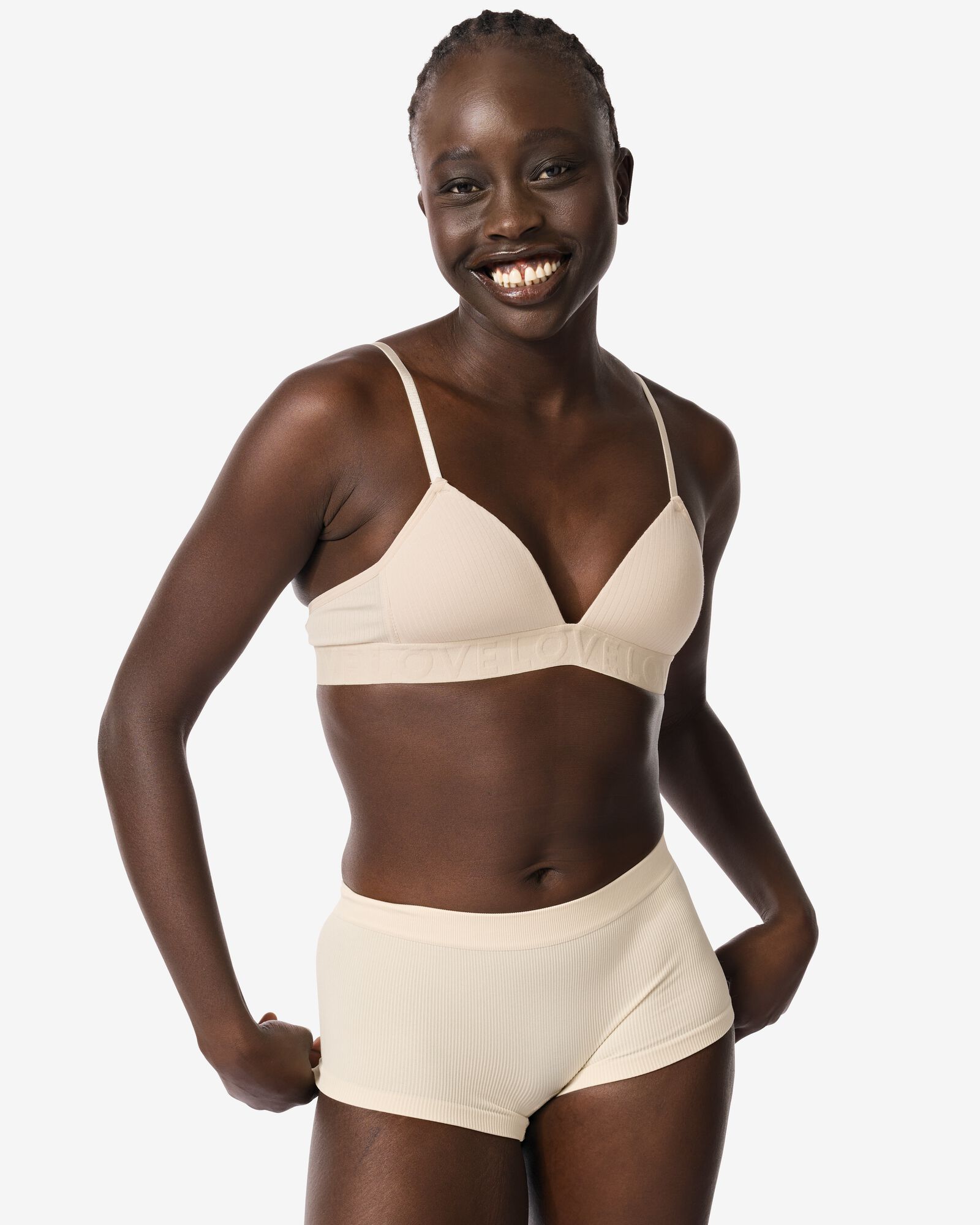 Nahtlose Damen-Boxershorts, gerippt nude - 21950204NUDE - HEMA