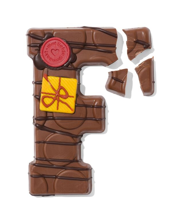 Lettre en chocolat décorée à la main lait F 180g - 24427406 - HEMA