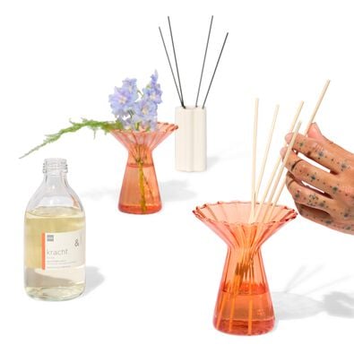 Vase f&uuml;r Duftst&auml;bchen, ⌀10 x 12 cm, Glas mit Kragen, orange - 13507534 - HEMA