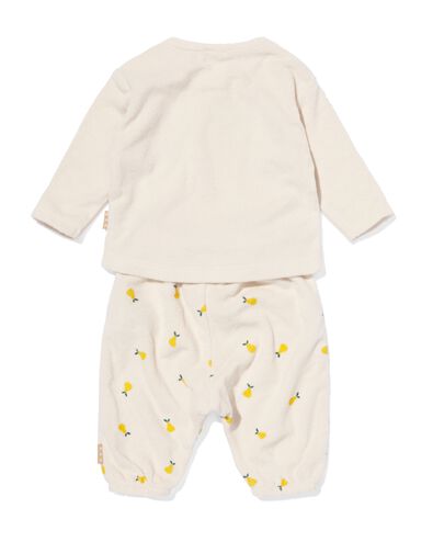 newborn kledingset broek en shirt met peren ecru 68 - 33481514 - HEMA