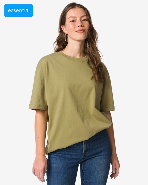 dames T-shirt Do relaxed fit groen groen - 36303520GREEN - HEMA