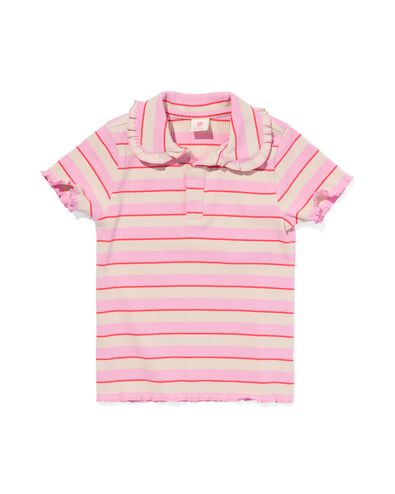 t-shirt enfant avec col polo rose 110/116 - 30853542 - HEMA