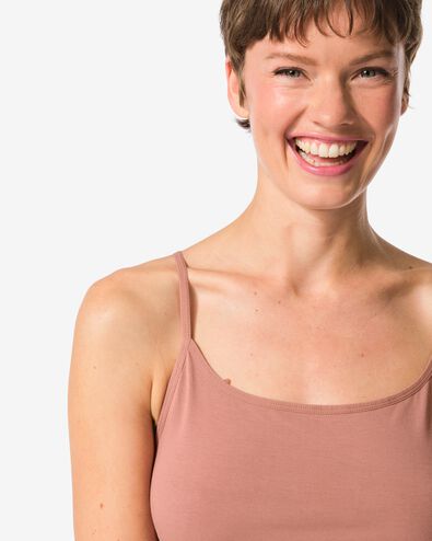 d&eacute;bardeur femme en coton &agrave; bretelles spaghetti marron clair - 19690554LIGHTBROWN - HEMA