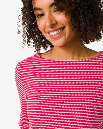 t-shirt femme Kacey avec structure rose foncé rose foncé - 36253750DARKPINK - HEMA