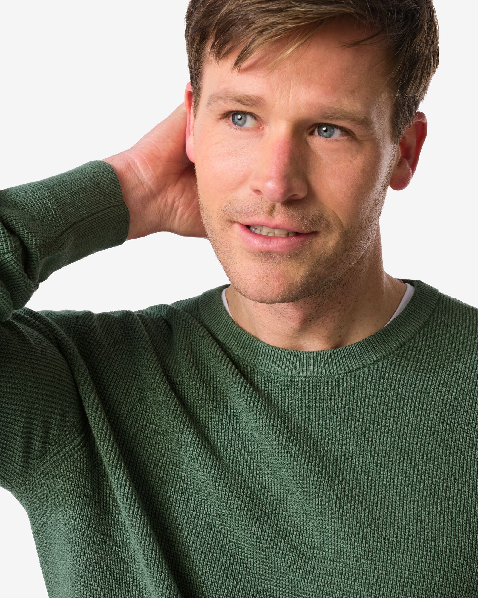 herentrui Lars wafel middengroen middengroen - 2140790MIDGREEN - HEMA
