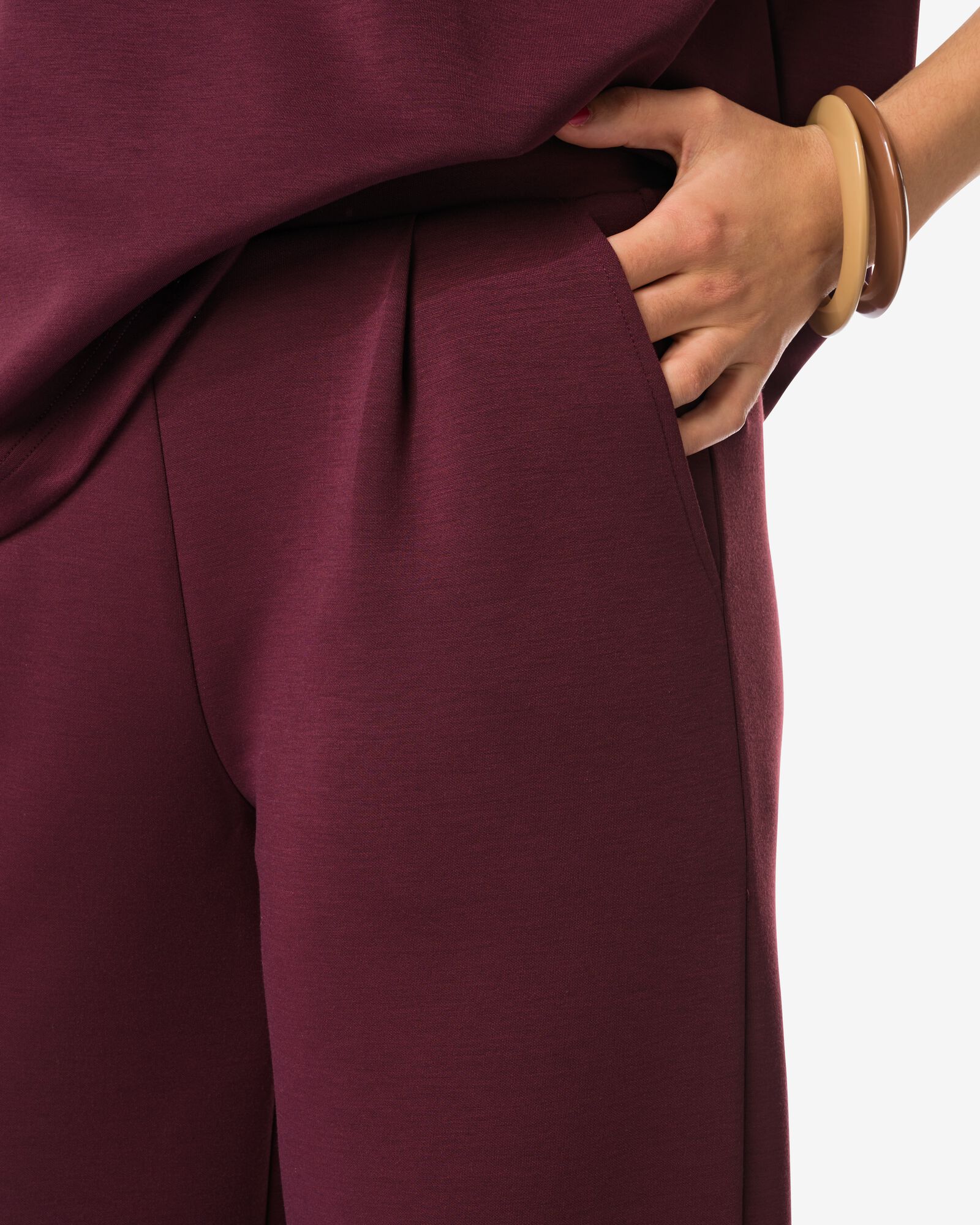 pantalon femme Elly regular fit jersey bordeaux S - 36206861 - HEMA