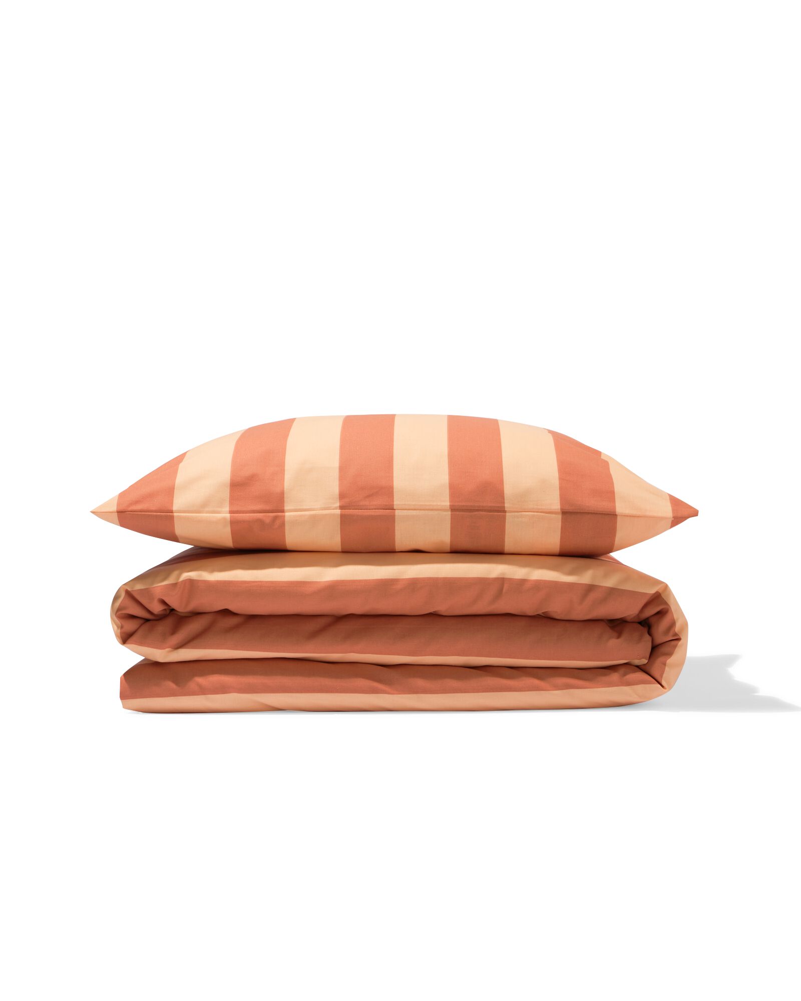 housse de couette 140x200/220 coton doux ray&eacute; p&ecirc;che  - 5750149 - HEMA