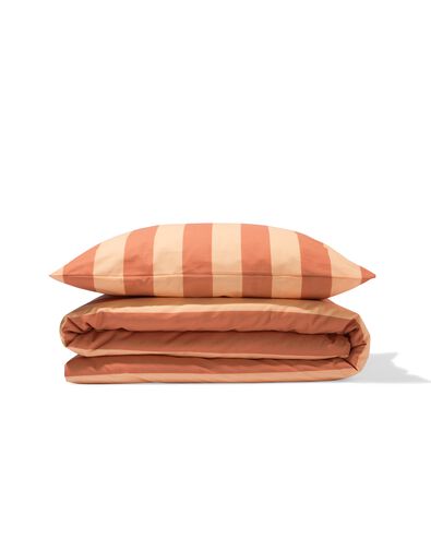 housse de couette 140x200/220 coton doux ray&eacute; p&ecirc;che  - 5750149 - HEMA