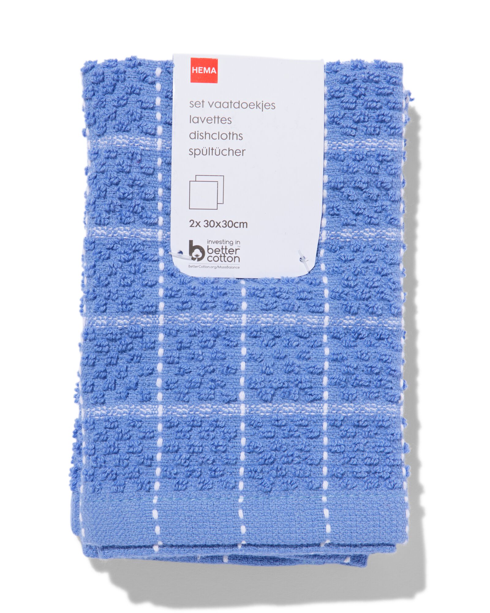 2 lavettes 30x30 coton bleu - 5450052 - HEMA