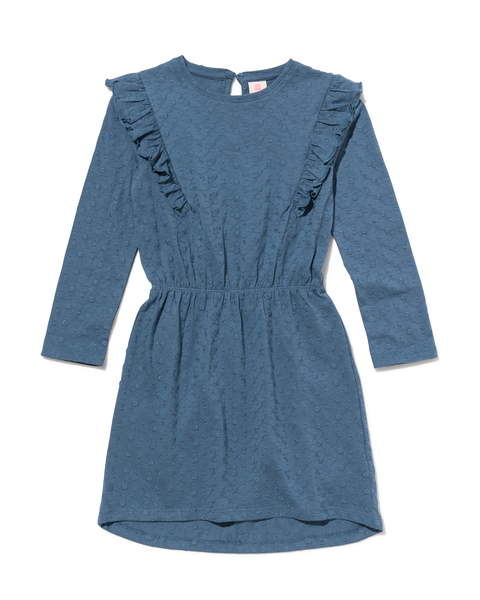 kinder jurk met broderie blauw blauw - 1000029687 - HEMA