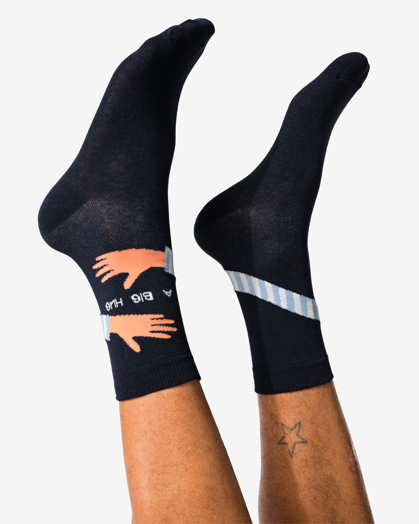 sokken met katoen big hug donkerblauw - 4124140DARKBLUE - HEMA