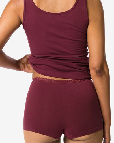 boxer femme sans coutures microfibre avec dentelle bordeaux bordeaux - 19611623BURGUNDYRED - HEMA