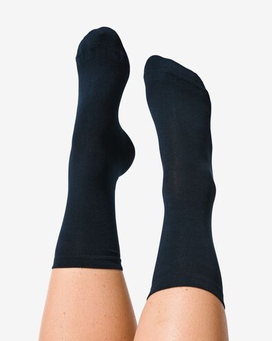 2 paires de chaussettes femme avec coton bio bleu foncé 39/42 - 4250067 - HEMA