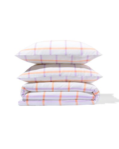 housse de couette 200x200/220 cm coton doux &agrave; carreaux lilas - 5760126 - HEMA