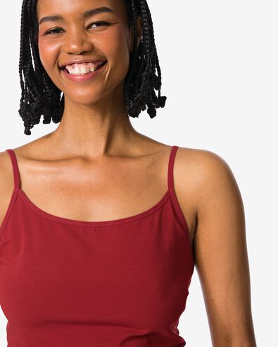 dameshemd katoen spaghettibandjes donkerrood - 19681524DARKRED - HEMA