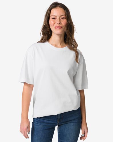 dames T-shirt  Do relaxed fit wit wit - 36304320WHITE - HEMA