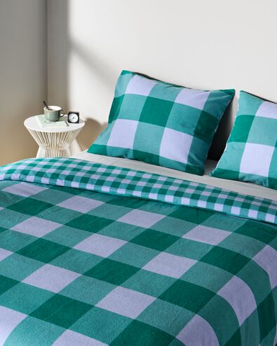 housse de couette flanelle 240 x 200/220 carreaux vert  - 5770099 - HEMA