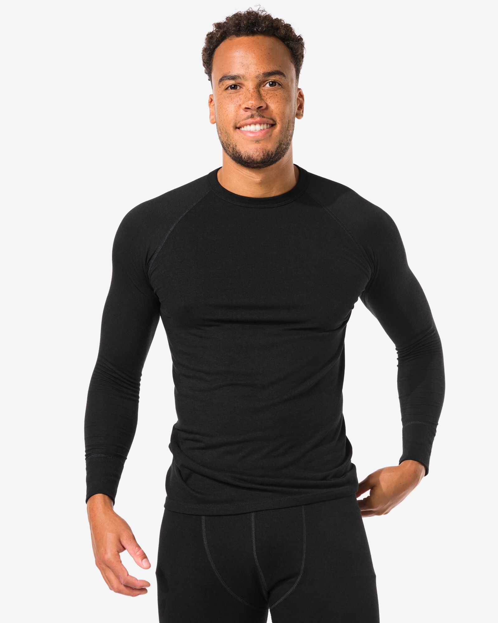 t-shirt thermique homme noir noir - 1000000966 - HEMA