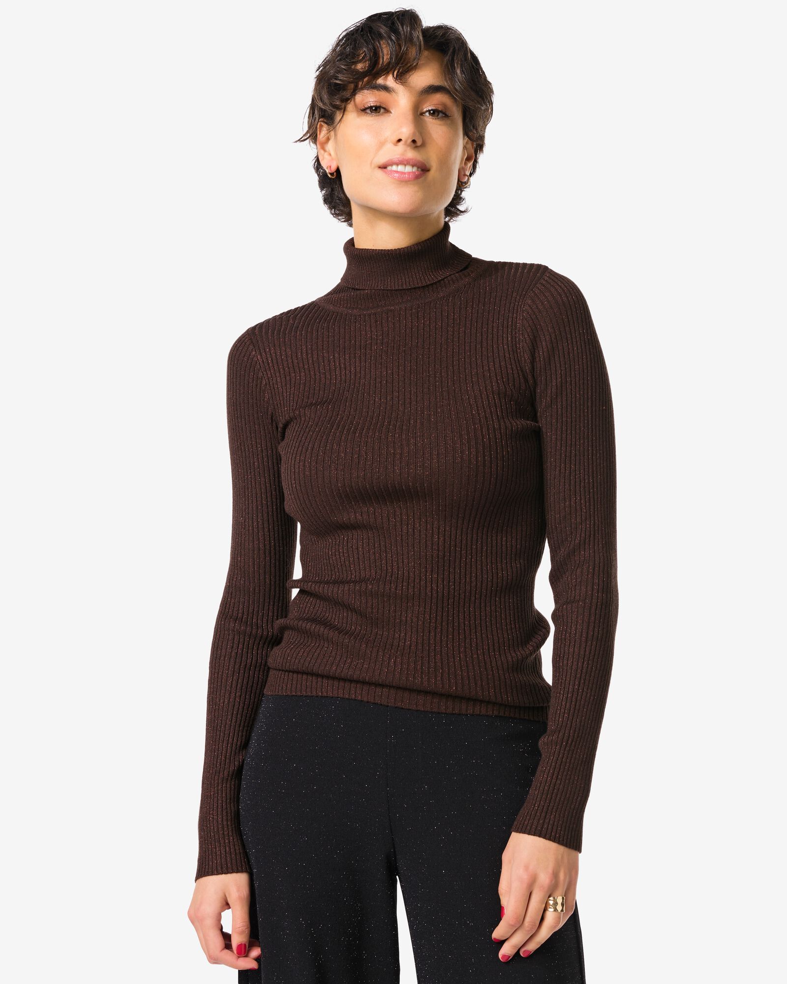 pull femme Nova c&ocirc;tel&eacute; paillettes marron - 36205560BROWN - HEMA