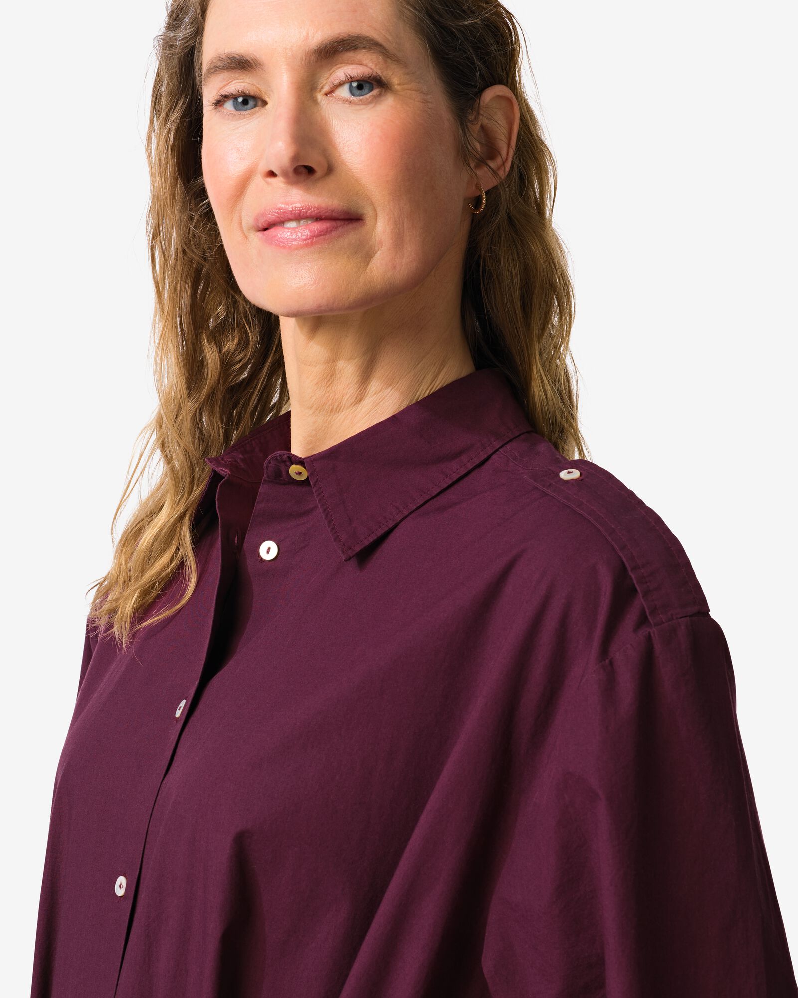 damesblousejurk Daisy relaxed fit bordeauxrood bordeauxrood - 36207780BURGUNDYRED - HEMA